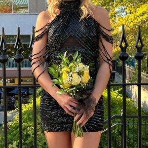 Portia and Scarlett Black Sequin Prom Dress